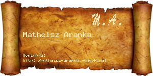 Matheisz Aranka névjegykártya